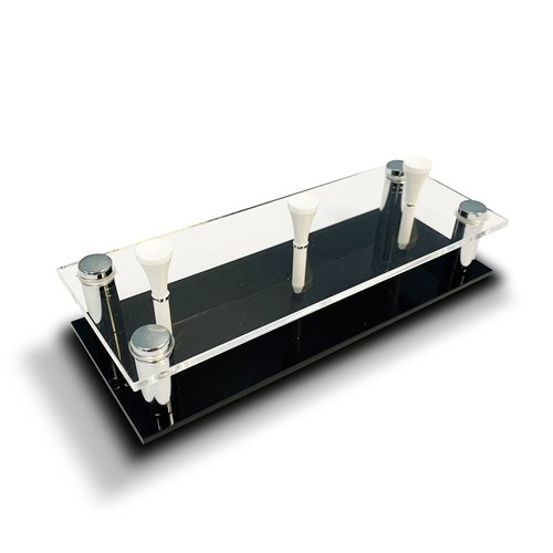 USA Company - Acrylic Golf Ball Display Stand | Holds 3 Golf Balls | Acrylic and Metal | 3 Golf Tees Included