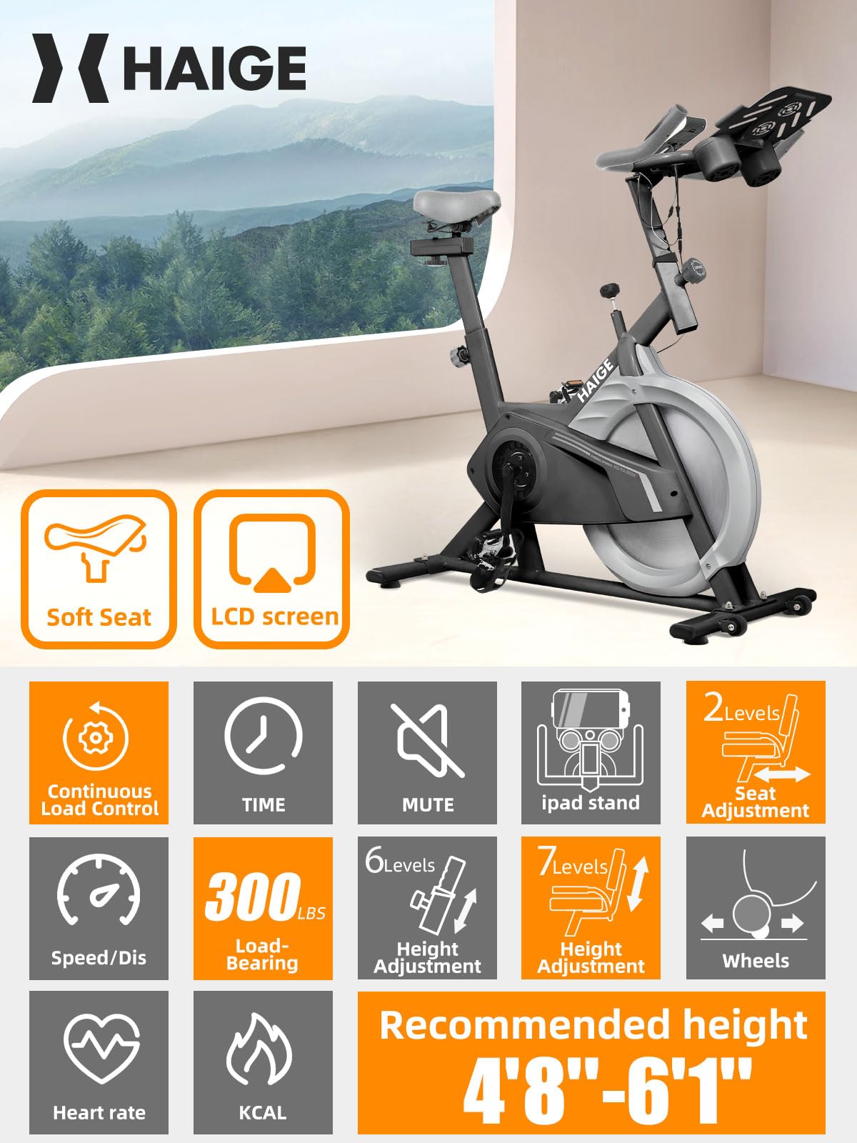 Exercise Bike, Plus Magnetic Resistance/Brake Pad Indoor Cycling Bike Stationary, Cycle Bike with Comfortable Seat Cushion, Digital Display with Pulse
