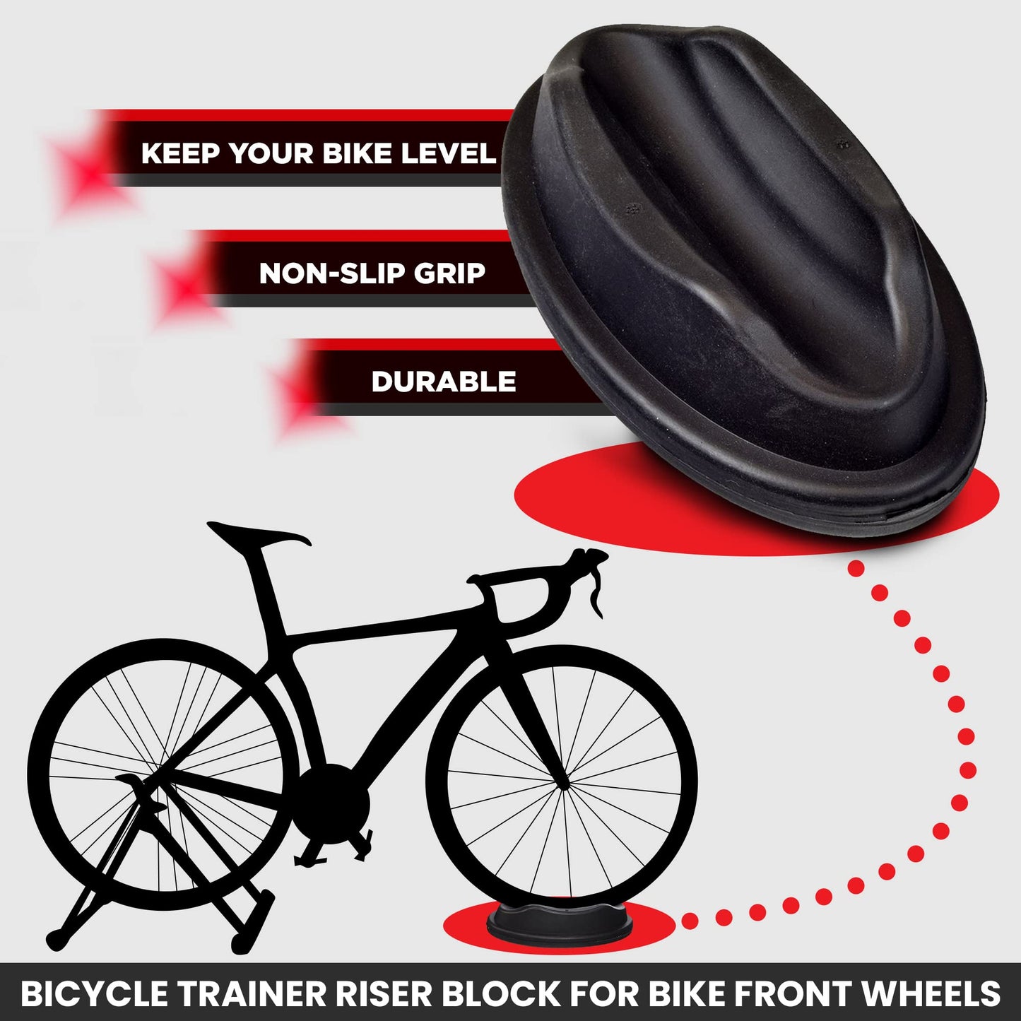AlveyTech Front Wheel Riser Block for Indoor Bike Trainer - Wheel Stand for Stationary Bicycle, Tire Support Holder for Cycling Exercise, Cycle Training, and Indoor Riding, Stabilizer Accessories