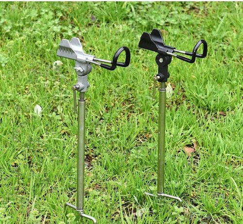 Stedan 2 Pack Fishing Rod Holders Multifunctional Stainless Steel Stand, Ground Fishing Rod Pole Brackets Texture 360 ° Adjustable & Detachable Easy to Carry, Fish Pole Holders for Ground, Beach