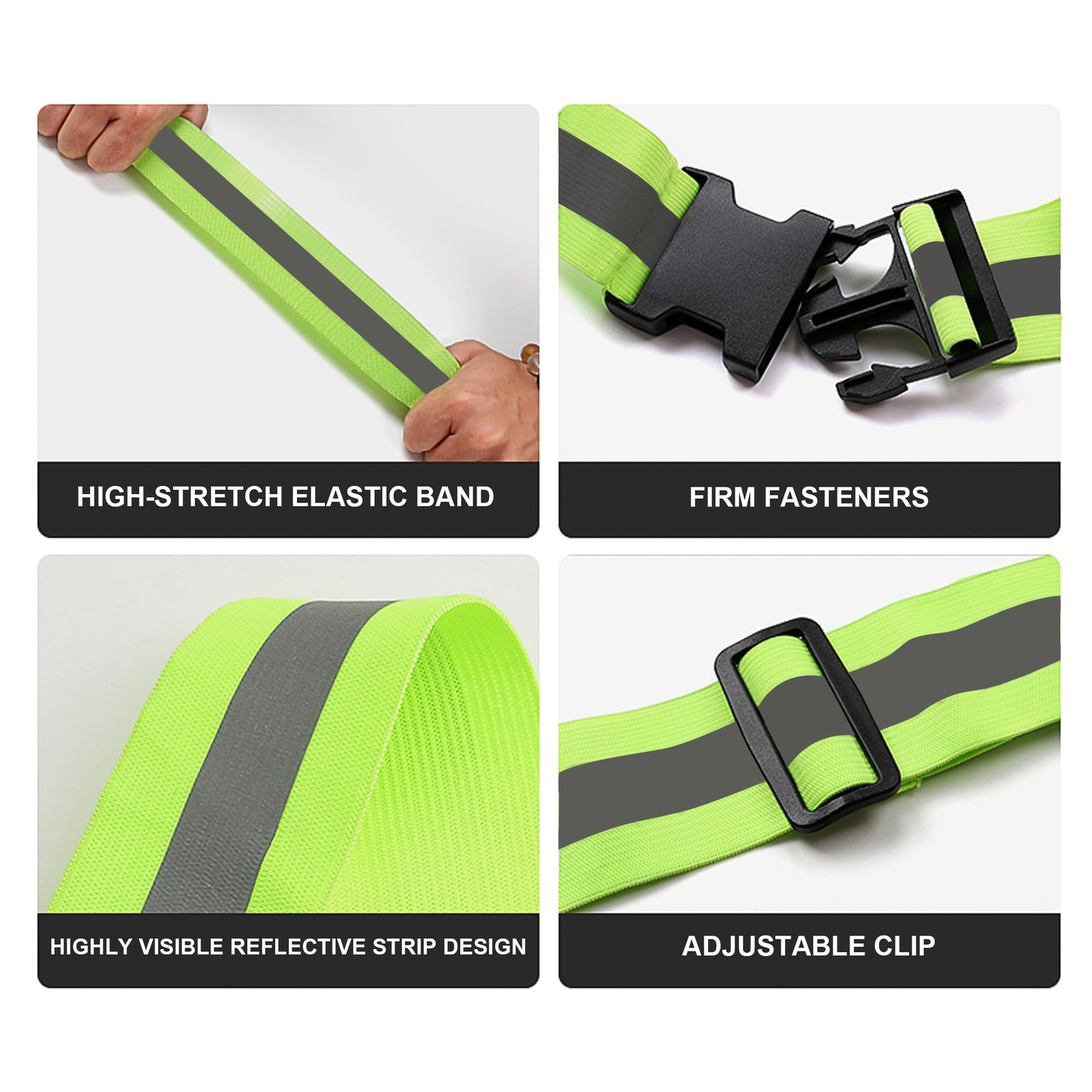 GOOFIT Reflective Safety Belt, High Visibility, 2 Reflective Safety Belt Adjustable & 8 Elastic Reflective Wristbands,Reflective Belt for Jogging, Cycling, Running, Hiking