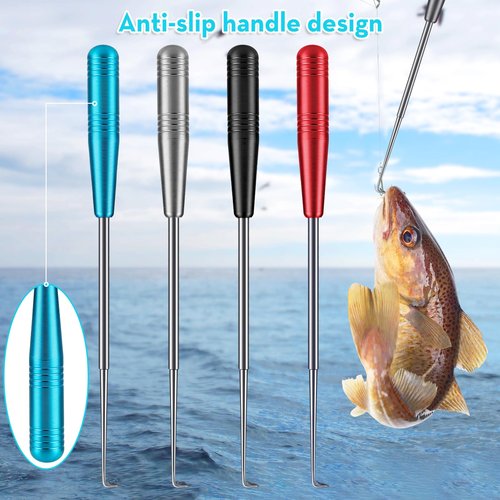 TIESOME 4 Pcs Fish Hook Quick Remover Tool, Fishing Hook Security Extractor Fish Hooks Quick Removal Device Hook Remover Detacher Tool Hook Extractor Equipment Kits Fishing Gear with Storage Tube