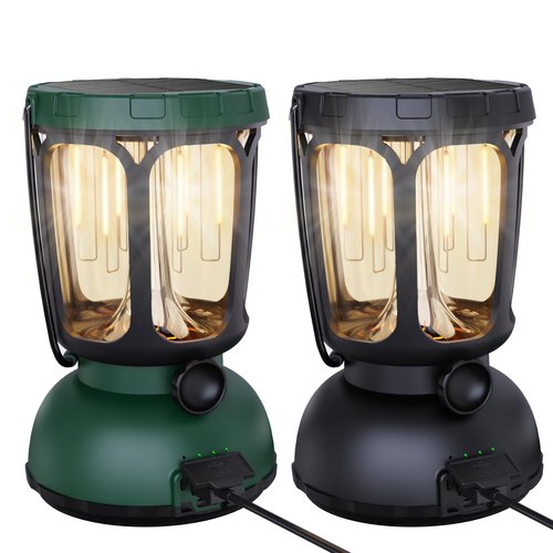 Raynic 6000 LED Camping Lantern, 650LM Hand Crank Solar Battery Powered Rechargeable Lantern