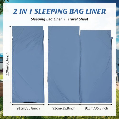 HunnmingRe 6 Pack Sleeping Bag Liners Bulk 87 x 37 Inches Ultralight Travel Sheets Adult Camping Sheets Portable Sleeping Sacks for Camping Backpacking Traveling Business Trips Hotels Hostels