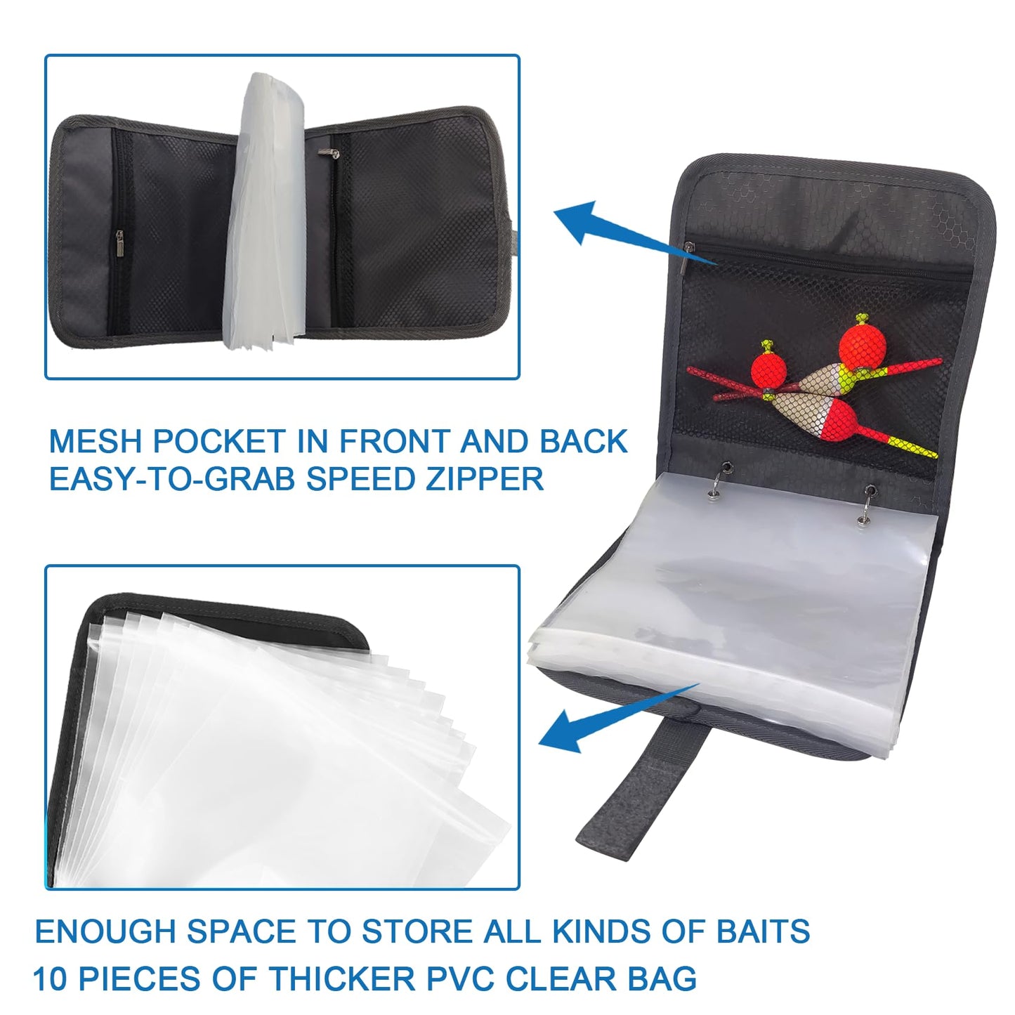 Aventik Fishing Tackle Binder Soft Cover Fishing Bait Organized Storage Rig Bag Soft Bait Binder Saltwater Resistant Fishing Bag 8.5x8.5x1.1inch (Orange)