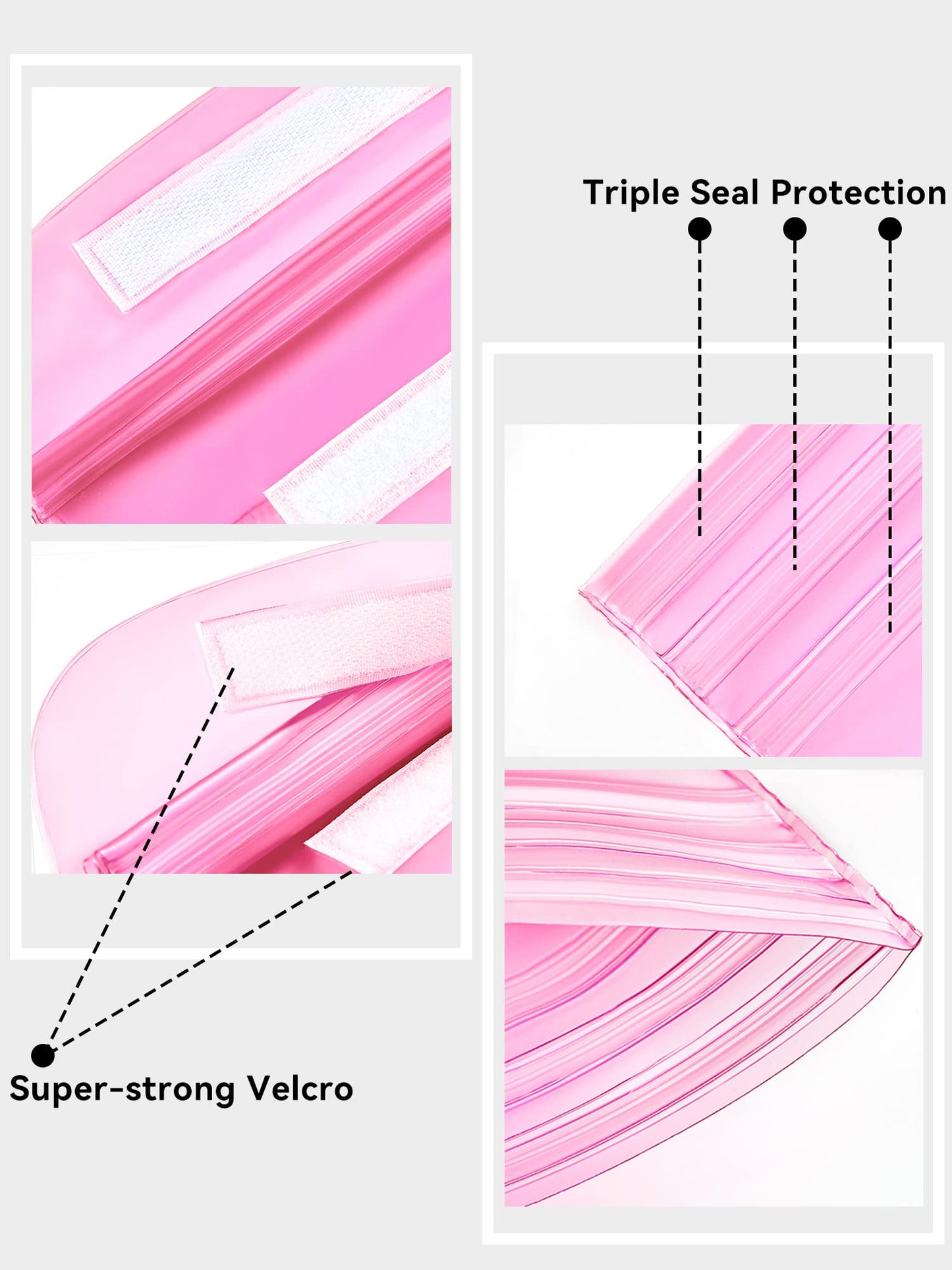 HEETA 2-Pack Waterproof Pouch with Waist Strap, Screen Touchable Dry Bag with Adjustable Belt for Phone Valuables for Kayaking Swimming Snorkeling Boating Fishing Surfing Beach (Black & Pink)
