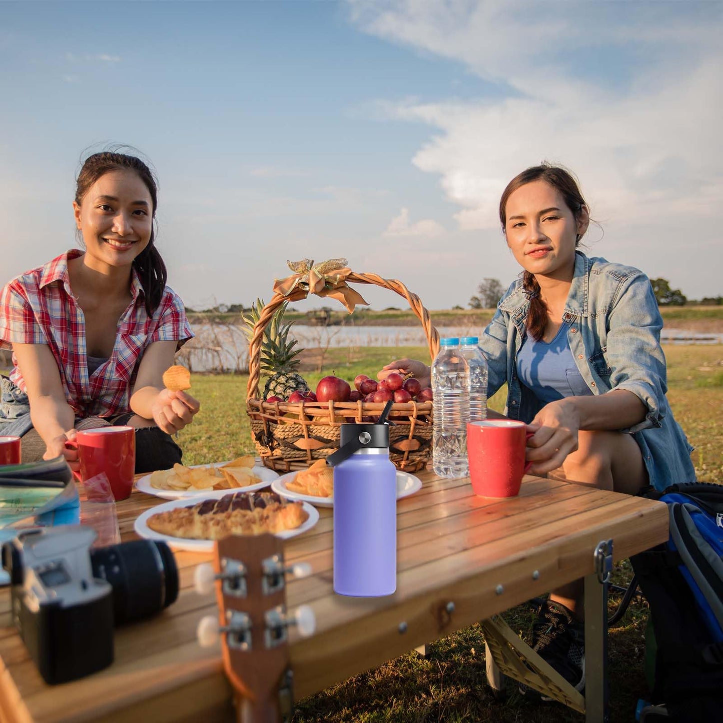 Incycall Straw Lid for Hydroflask Wide Mouth, Water Bottle Straws and Lid Replacement for Hydro Flask 12/16/18/20/32/40oz Wide Mouth, Top Lid with Straw and Brush and Flexible Handle