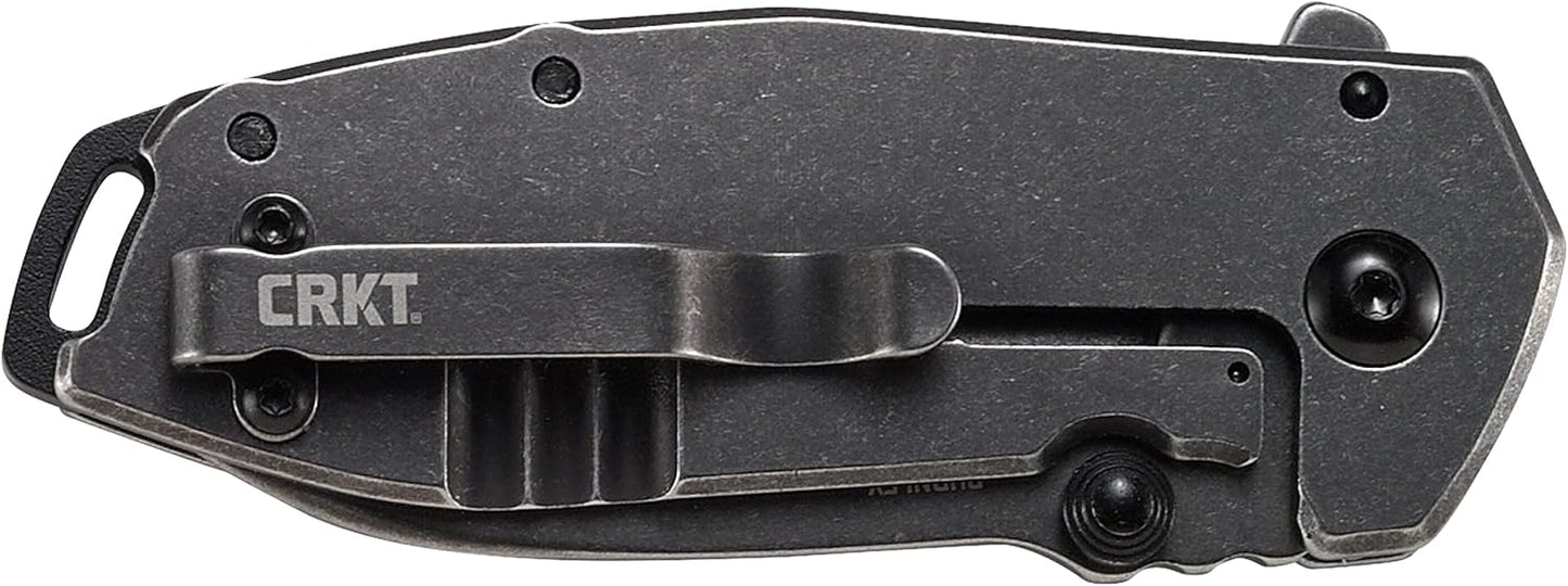 CRKT Squid Everyday Carry EDC Pocket Folding Knife with Frame Lock: Stainless Steel Plain Edge Blade, Stainless Steel Handle, Pocket Clip, 2490KS