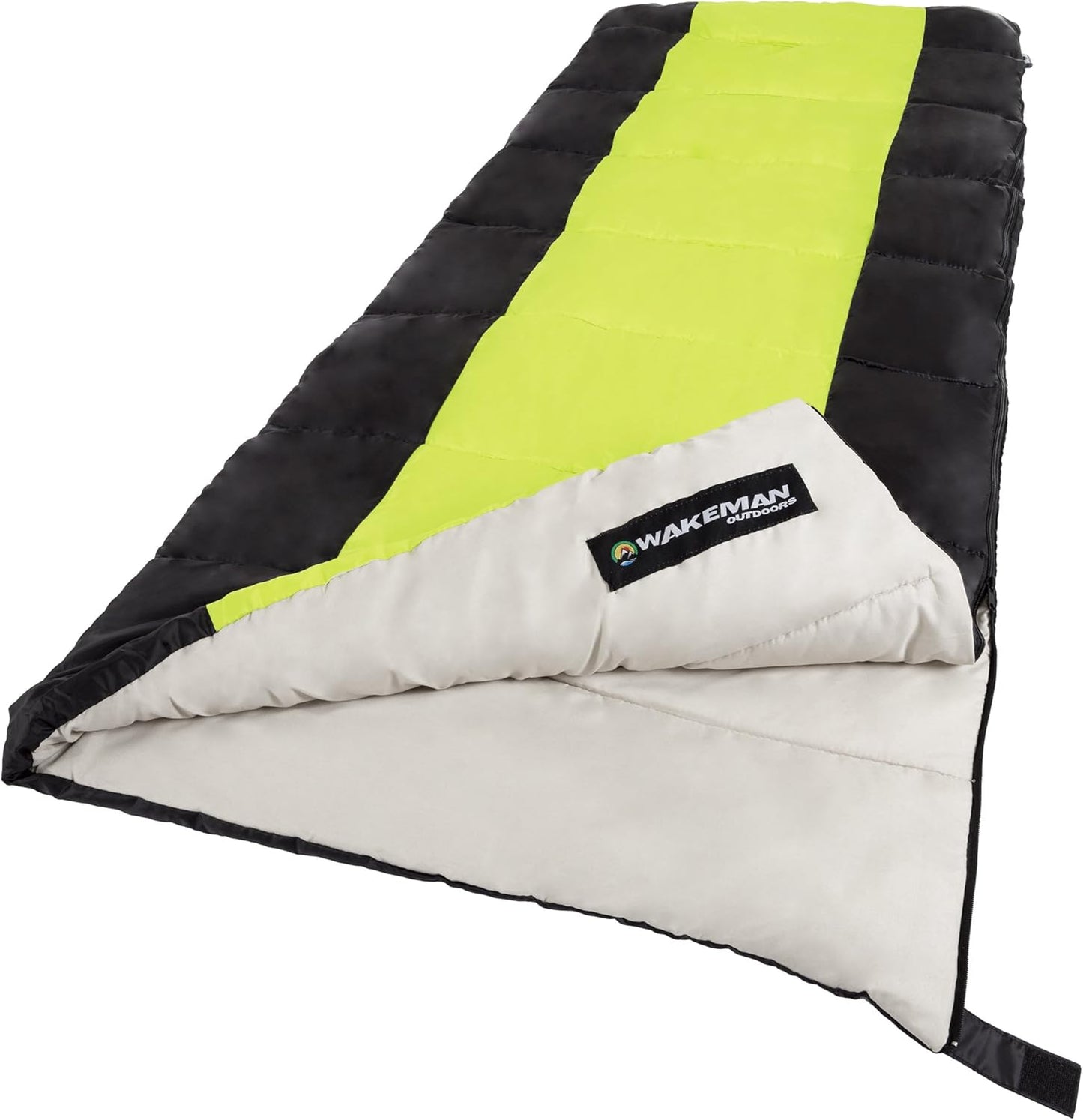 Sleeping Bag - 3 Season Warm and Cool Weather Sleeping Bags for Adults, Teens, and Kids - Lightweight Compact Spring Summer Fall Camping Sleeping Bag - Camping Essentials by Wakeman (Neon Green)