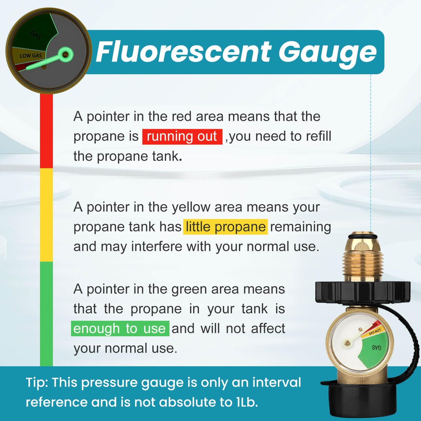 Aekops 100 lb Propane Tank Adapter, Propane Gauge for 100 lb Propane Tank, Universal Fit Pol to Qcc1 Propane Tank Adapter Converts Pol to Qcc1 / Type 1 - Old to New Connection Type, Solid Brass (1PC)