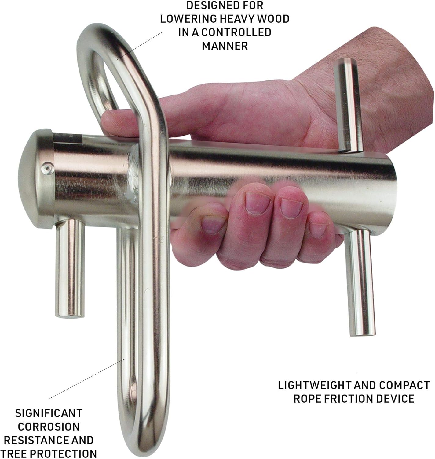 Notch Medium Portawrap Compact Stainless-Steel Rope Friction Device, Arborist Designed for Lines up to 5/8" to Lower Heavy Wood in Controlled Manner, WLL: 2,000 lbs. (POWMSS)