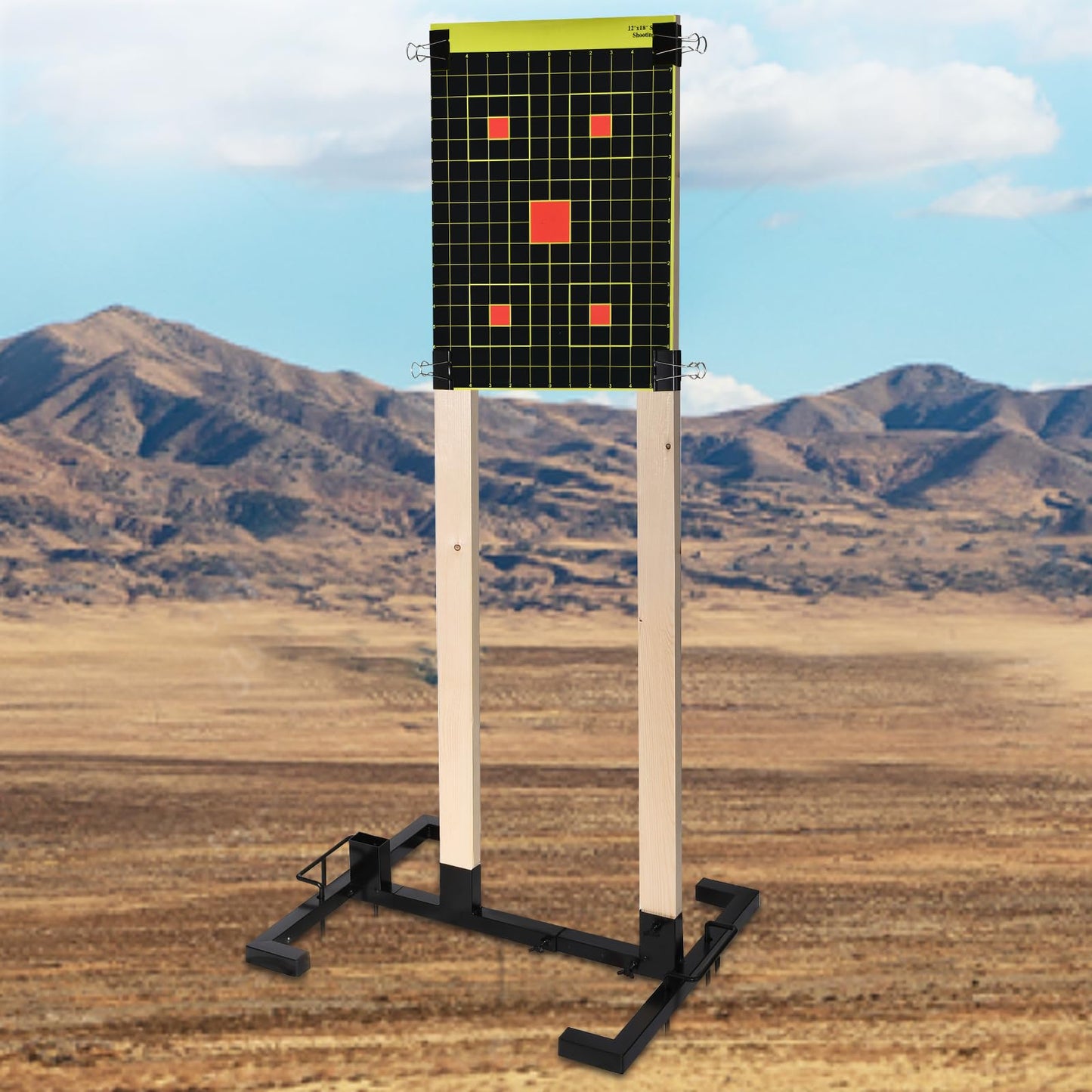 GADFISH Adjustable Shooting Target Stand Base, Heavy Duty Shooting Target Base Set for Outdoor Paper Targets Cardboard - USPSA/IPSC - IDPA Practice - 1 Pack (Wooden Stakes Not Included)