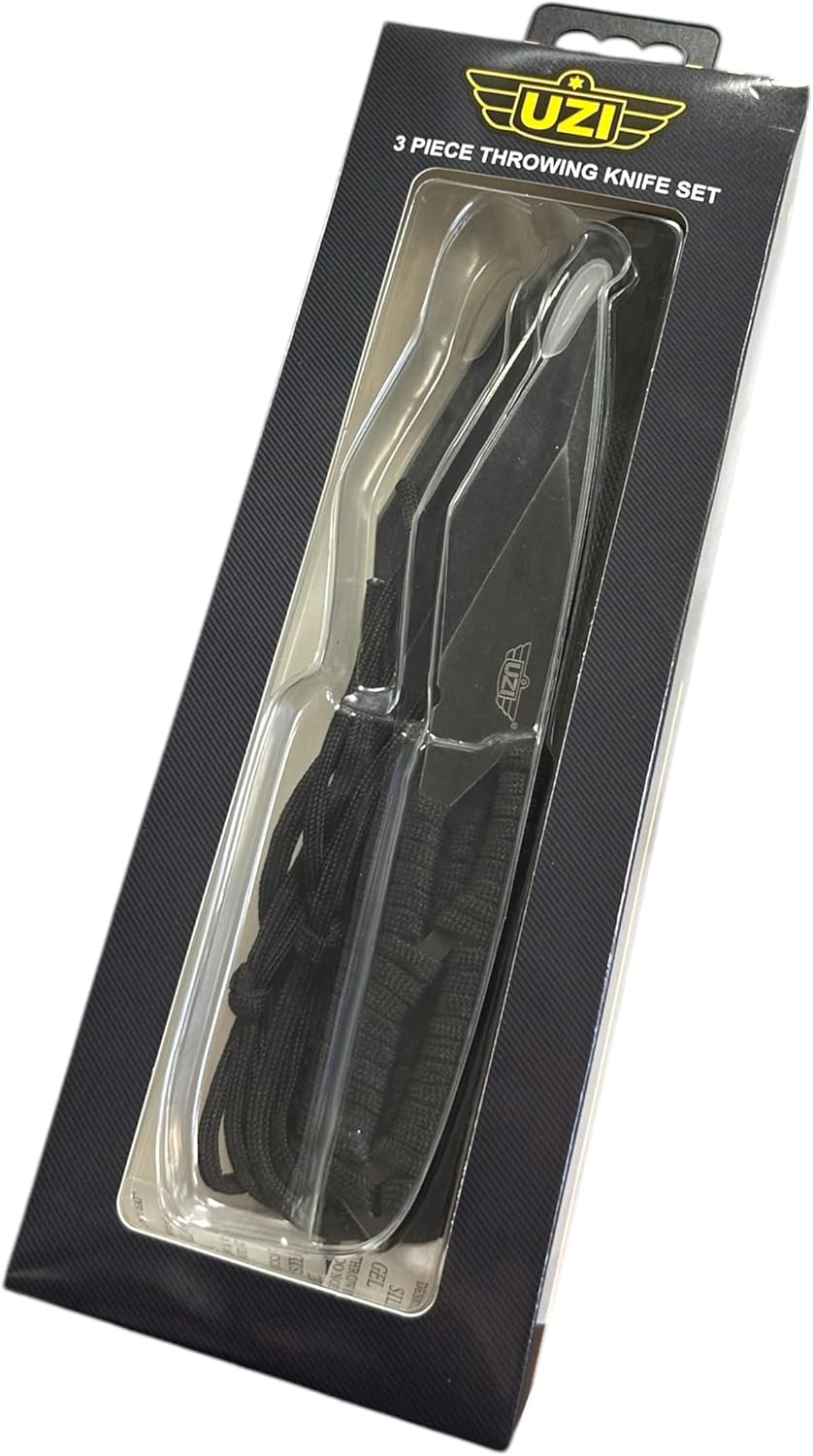 Uzi UZK-FDR-009 Covert Folding Knife with Straight Edge Stainless Steel Blade and Aluminum Handle with Metal Clip and Spring Assist, Survivor Tool, for Outdoor Trips, Camping, Fishing, Hunting, Black