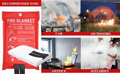 RZZLGY Emergency Fire Blanket HomeKitchen, Suitable for Emergency Fire Retardant, Protect Life Safety, 3 Packs Cover More Comprehensive, Kitchen, Car, Office, Warehous.