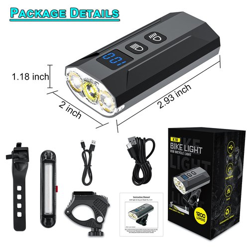WEPPGO Ultra Bright USB Rechargeable Bike Light Set for Night Riding, LED Bike Headlight with Taillights, High & Low Beam Light Total 13 Modes, Easy to Install for Night Road Mountain Cycling