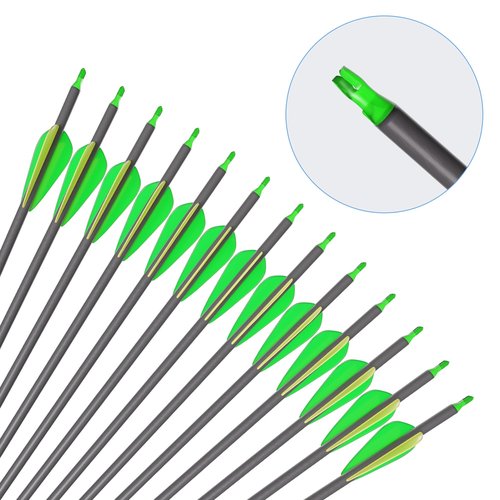 NorthSpoor 14-pcs 30-Inch Carbon Arrows,with 100-Grain Hunting Broadhead, Arrow with Removable Tips Shaft Spine 500 for Both Compound Bow and Recurve Bows