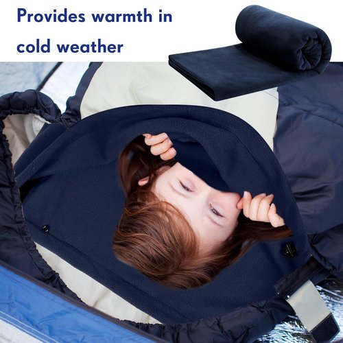 Mixweer 3 Pcs Fleece Sleeping Bag Liner for Adult Warm or Cold Weather 75" Adds 12 Degrees Fahrenheit More Warmth Zippered Camping Blanket Liner with Bag for Adult Travel(Navy Blue)