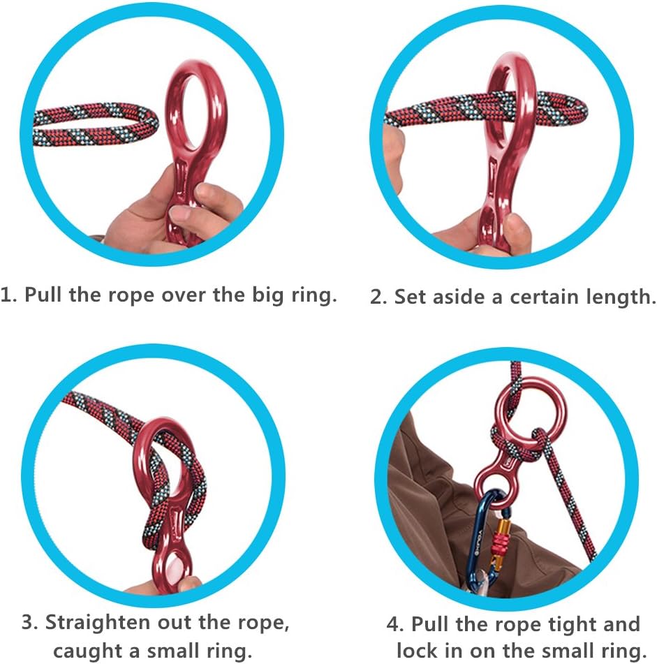 PROND Terminal 8 Descender, Climb Aluminum Figure 8 Descender Rigging Plate Heavy Duty, 35KN Aluminum Alloy Descender for Outdoor Climbing Rappel Gear Downhill Ring Equipment and Belay Device