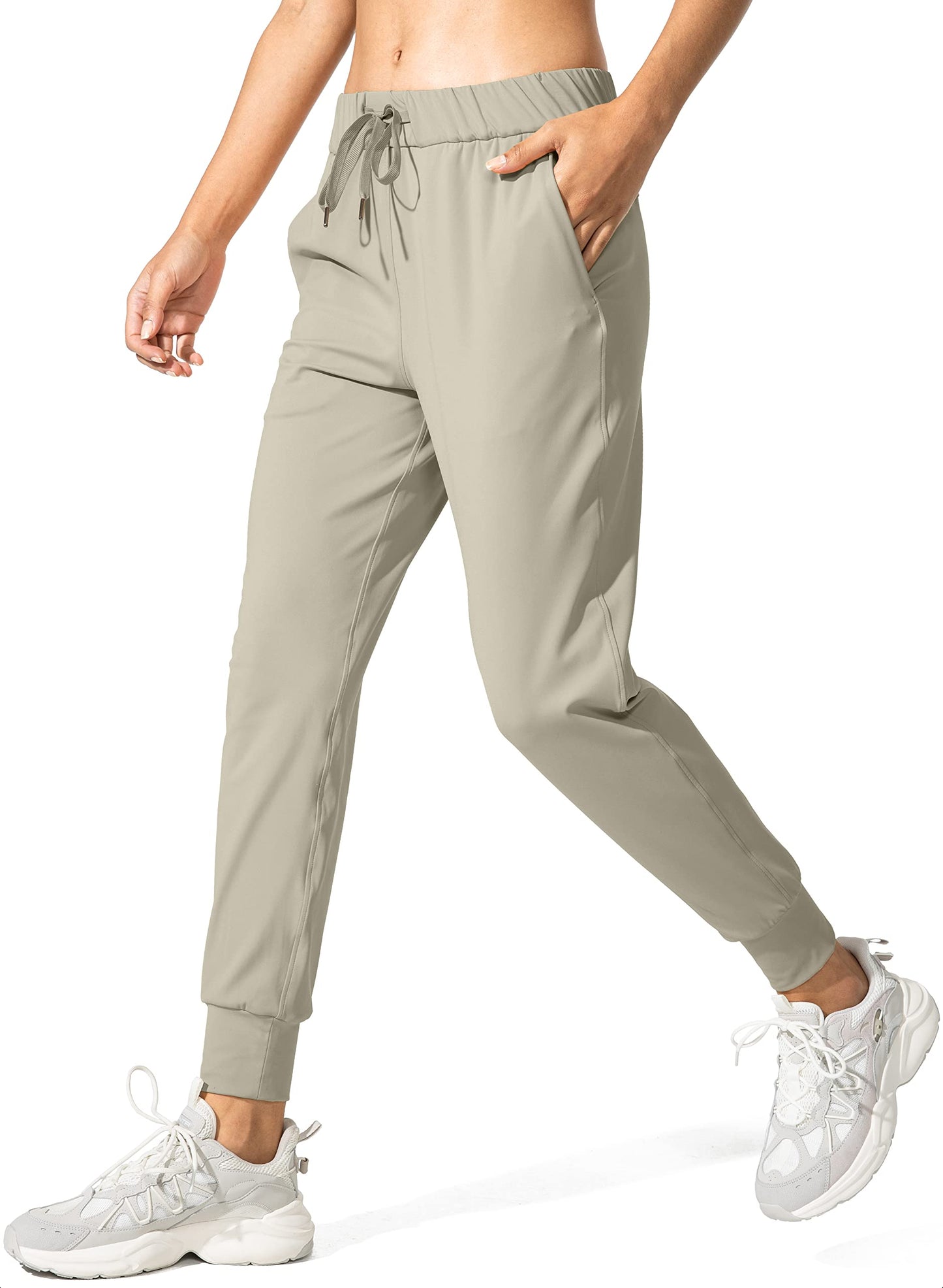 SANTINY Women's Joggers Pants Pockets Drawstring Running Sweatpants for Women Lounge Workout Jogging(Silver Sage_L)
