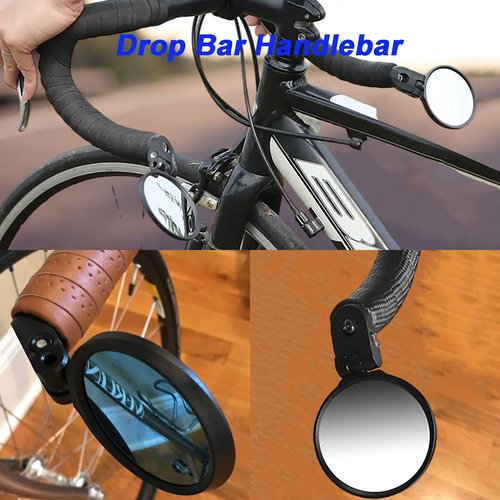 Bike Mirror, Bicycle Mirrors for Handlebars with 360-Degree Rotation and Unbreakable Convex Rearview Lens for Safe Cycling (2 Sets)