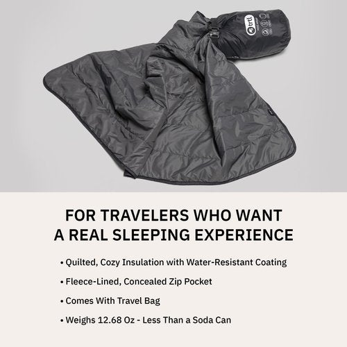 trtl Mini Wrap Compact Travel Blanket - Quilted Insulation - Convenient, Packable Blanket - Comes with Roll-Top Bag - Features a Secure Pocket
