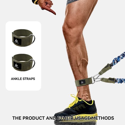 YLUERTDOO Covered Resistance Bands Set,Resistance Bands for Working Out with Handles,Door Anchor,Ankle Strap,40lbs to 80lbs Resistance Tubes with Protective Sleeves Anti-Snap,up to 300lbs