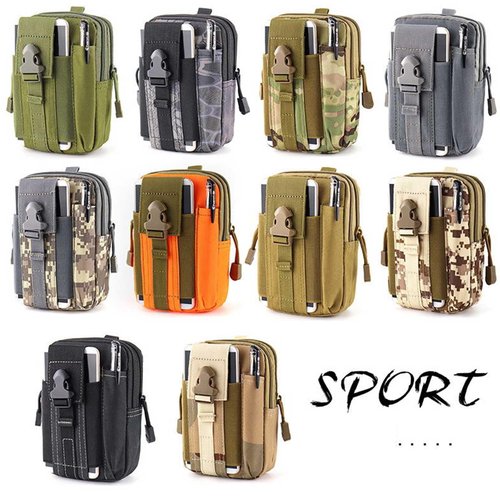 ONE WVW PIN Tactical Molle Pouch, Universal EDC Belt Pouch Waist Bag Pouches, Outdoor Belt Bags Gear Tool Gadget Pocket with Cell Phone Holster (Black-White Line)