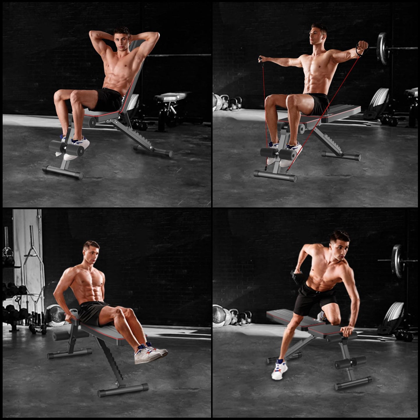 FitinOne Adjustableb Weight Bench for Home Gym, Foldable Bench Press for Full Body Workout, 660 lbs Incline Decline Bench with Fast Folding