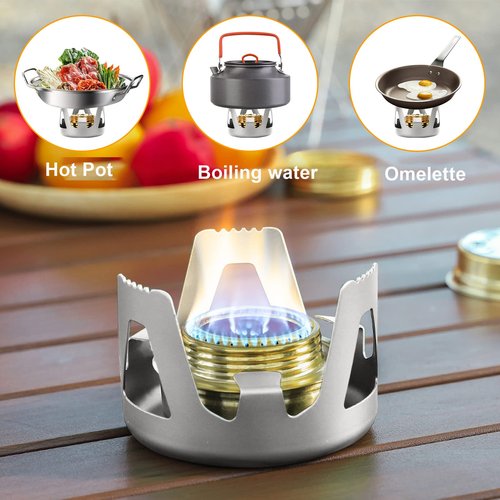 KOMCLUB Mini Alcohol Stove for Backpacking Portable Alcohol Stove Spirit Burner Ultralight Camping Mini Camp Stove Cookware Set Outdoor Camping Hiking Backpacking Picnic