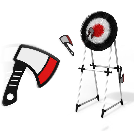 Black Series Axe Throwing Set – Indoor & Outdoor Party Game| Safe Plastic Axes| Collapsible Bristle Target Stand| Fun Sports Activity| Yard Game, Game Nights, Beach, Camping, July 4th Game