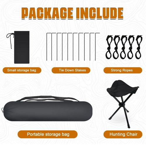 ShedOFF Extra Large Hunting Blind 4 Person with Portable Hunting Chair, 288 Degree See Through Pop up Ground Blinds for Deer Turkey Duck Hunting, Bow Hunting Adjust Windows with Silent Zipper