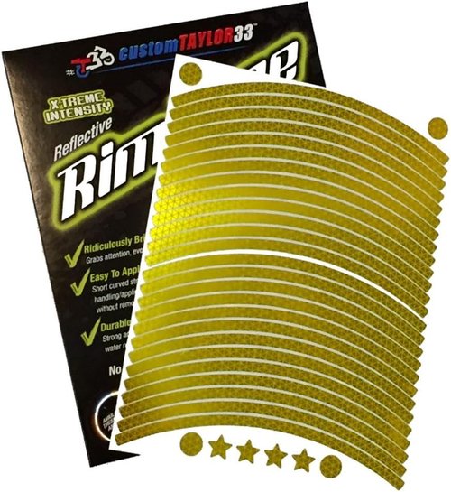 customTAYLOR33 (All Vehicles Yellow/Gold High Intensity Grade Reflective Copyrighted Safety Rim Tapes (Must Select Your Rim Size), 17" (Rim Size for Most SportsBikes)