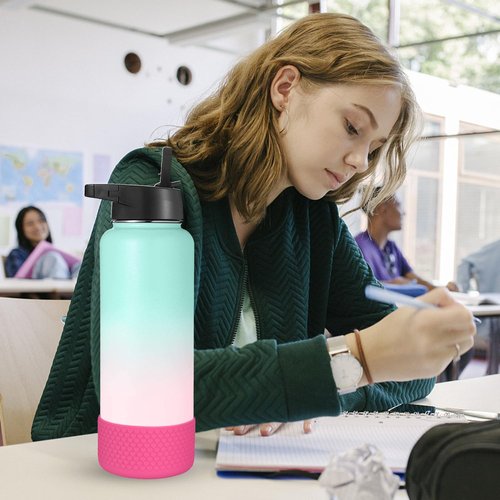 WUQID Heart Shaped Texture Silicone Boot Compatible with Stanle Quencher H2.0 & IceFlow Flip 20oz 30oz 40oz and Hydro Sport Flask 12-24oz, Anti-Slip Bottle Bottom Sleeve Cover