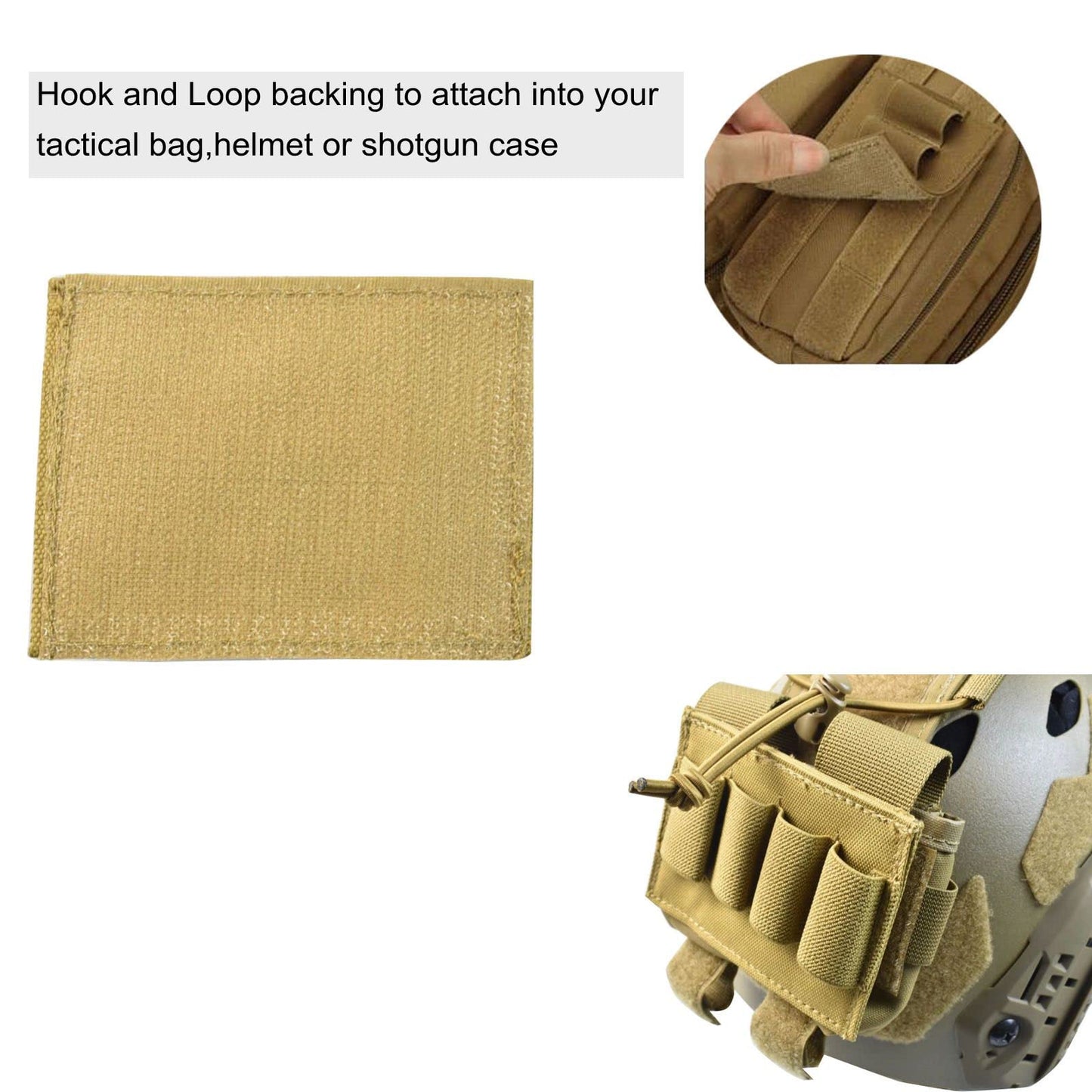 Tactical Helmet Battery Pouch Counterweight Pouch Battery Pack Balance Weight Bag and Tactical Elastic Opening Flashlight Chemlight Battery Holder with Hook&Loop for Tactical Helmet (TAN)