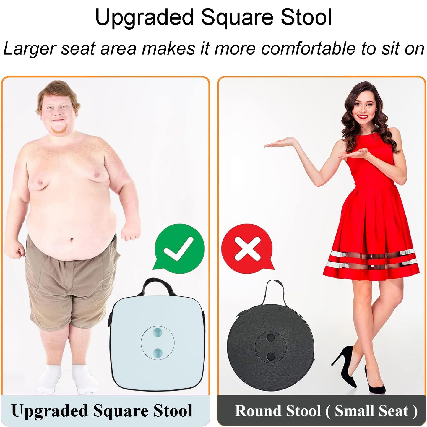 Fishboy Upgraded Square Collapsible Stool, 400lb Max Weight, Lightweight But Sturdy, Portable Retractable Folding Telescoping Foldable Camping Stool for Adults Outdoor Fishing Hiking Travel BBQ