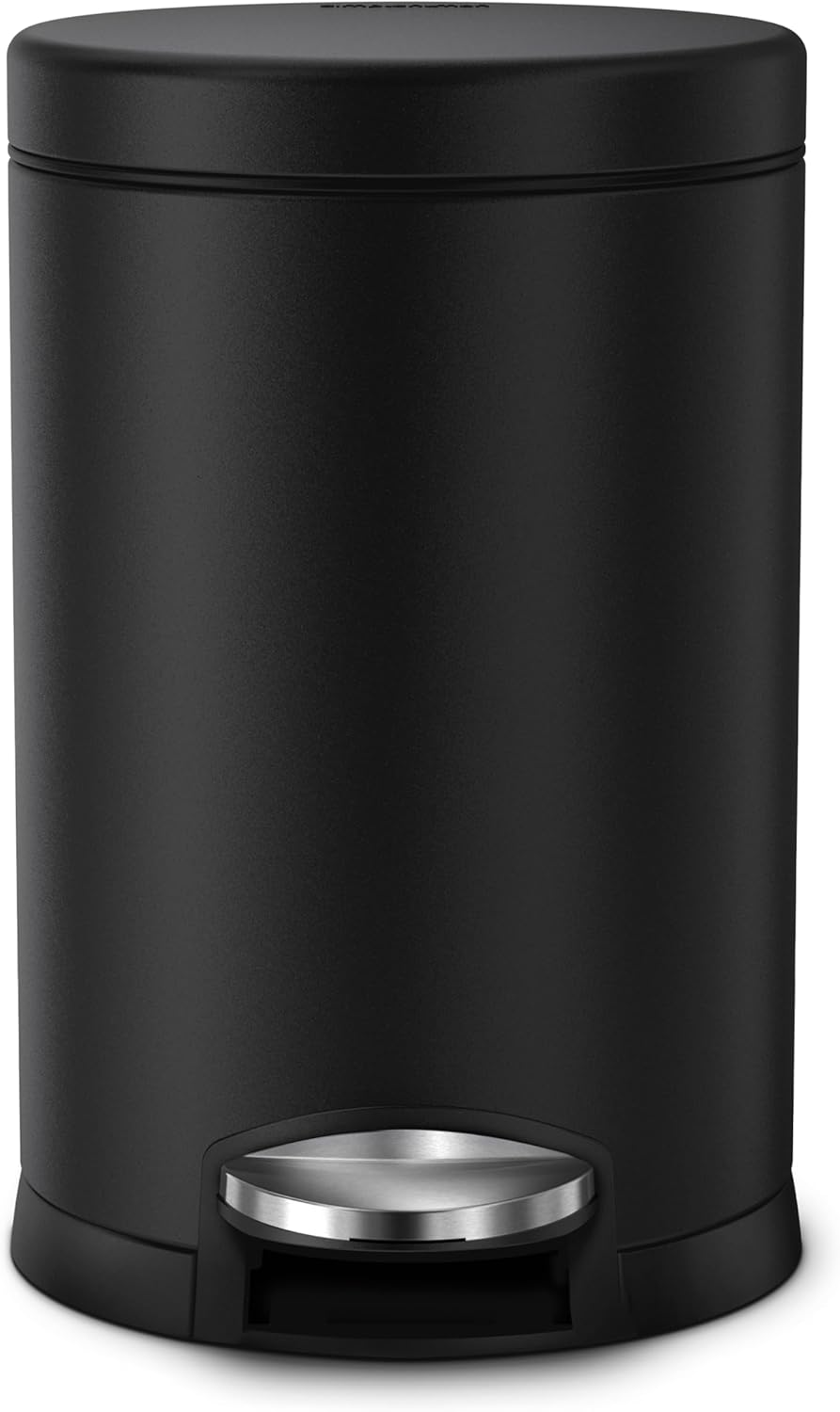 simplehuman 4.5 Liter / 1.2 Gallon Round Bathroom Step Trash Can, Brushed Stainless Steel
