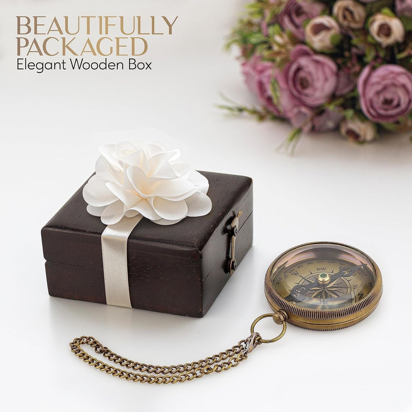 God is My Guide Brass Compass Gift with Display Box - Engraved Scripture Prayer Compass Religious Gift for Men & Women - Baptism, Confirmation, Communion Compass for Boys Graduation Gift