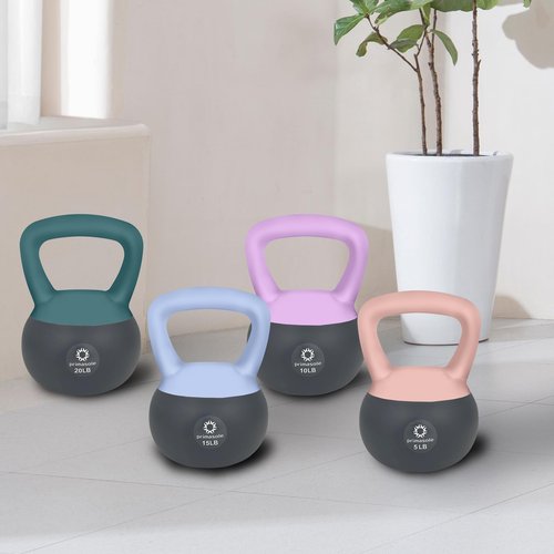 Primasole Soft Kettlebell Shook Resistance base. Anti Slip hand Kettlebell weights for Home workout anti-impact Kettlebells dumbbells for strength and safety.