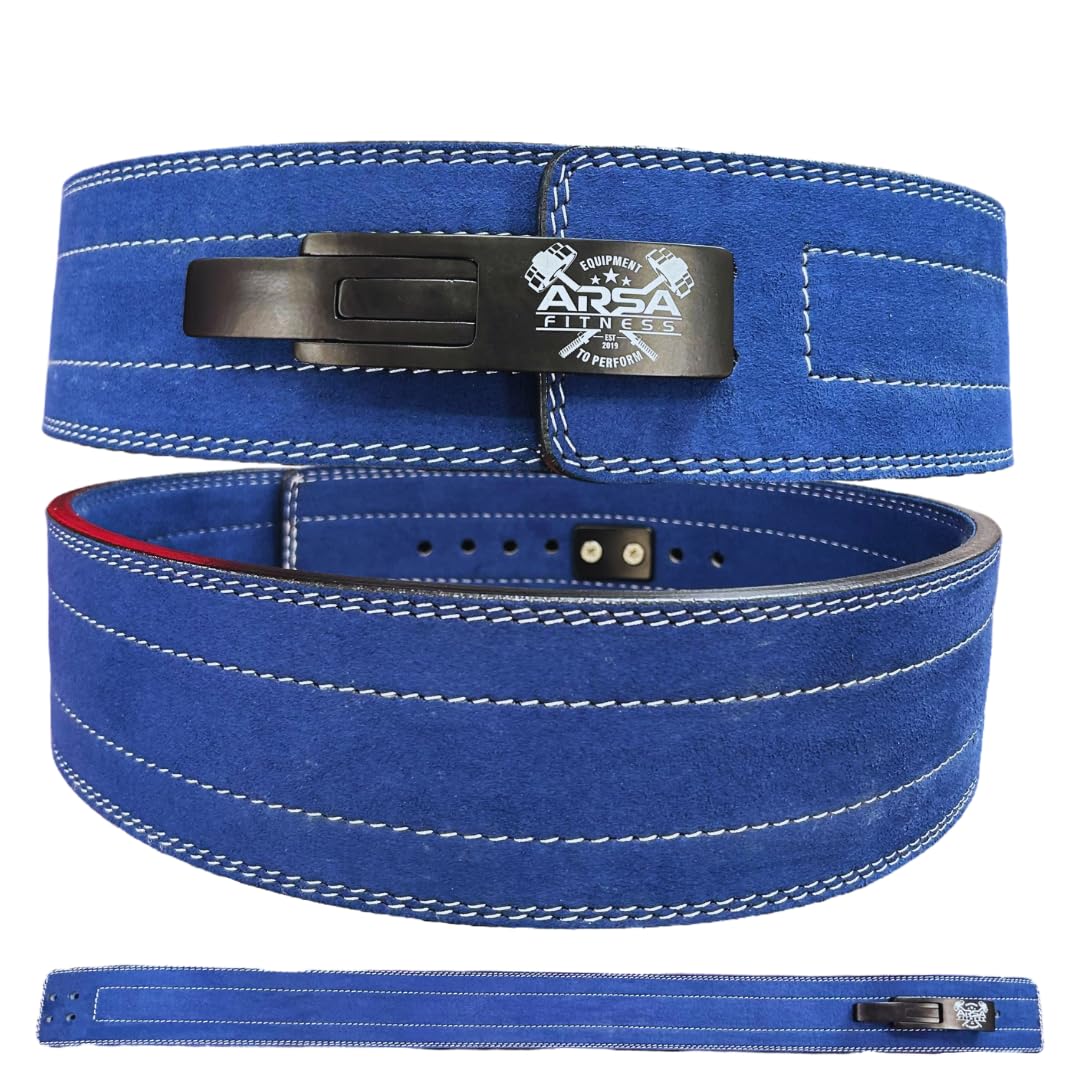 Arsa Fitness Weightlifting Adjustable Lever Belt for Men & Women Real Suede Hide Leather for Powerlifting Back Support Workout Deadlifts Squats 10MM Thickness 4" Width (GREEN, X-Large)