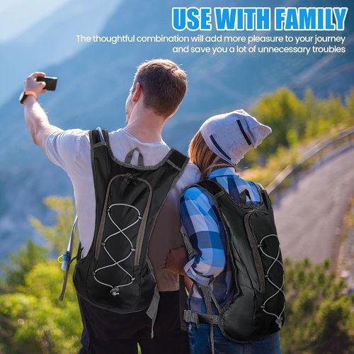 Wesiti 2 Pack Hydration Backpack Pack with 2 Pcs 2L Hydration Bladder Hiking Backpack Bladder for Hiking Cycling Climbing(Black)