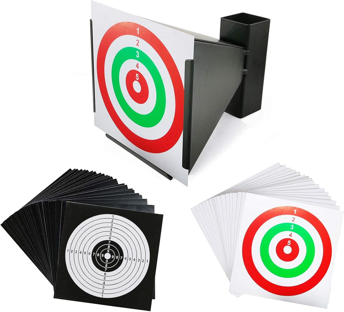 Atflbox BB Gun Trap with 50pcs Paper Target Bullet Catcher Shooting Target for Airsoft, Pellet, Rifle