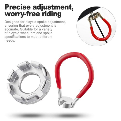 CeroDimo 2Pcs Bicycle Spoke Wrench Tool, Hardened Steel 6-in-1 Spoke Rim Tool, Bike Spoke Adjustment Wrench, Bike Spoke Tools, Spoke Tension Meter for Bicycle Wheel Repair