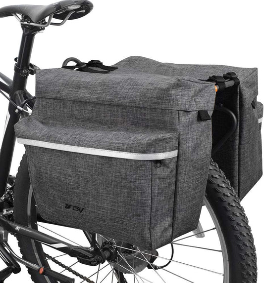 BV 26L Rear Bike Bag - Bike Saddle Bag with 4 Zippered Compartments & Adjustable Hooks - Water-Resistant Bike Bags for Bicycles with Reflective Trim, Taillight Hanger & Handle - Fits Most Racks