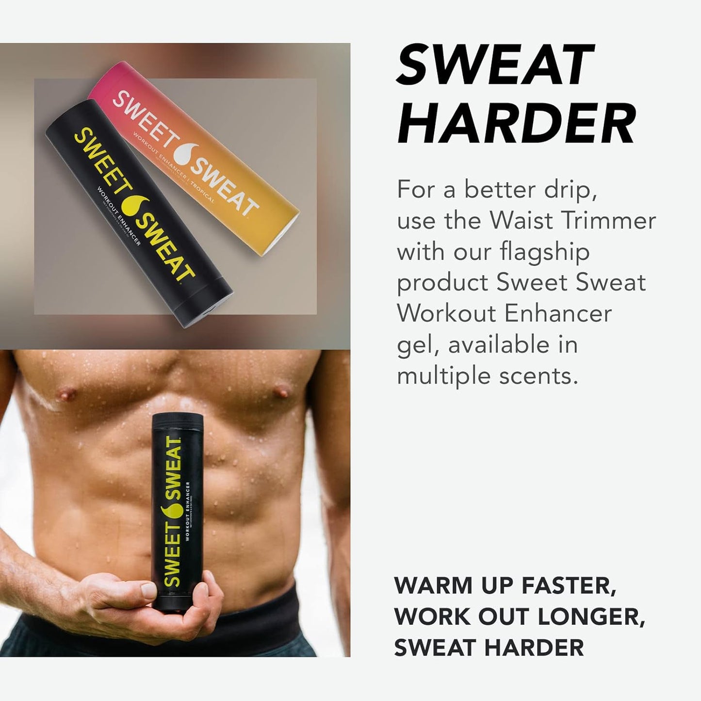 Sweet Sweat Waist Trimmer for High-Intensity Training - Adjustable Sweat Band for Men & Women, Black/Pink