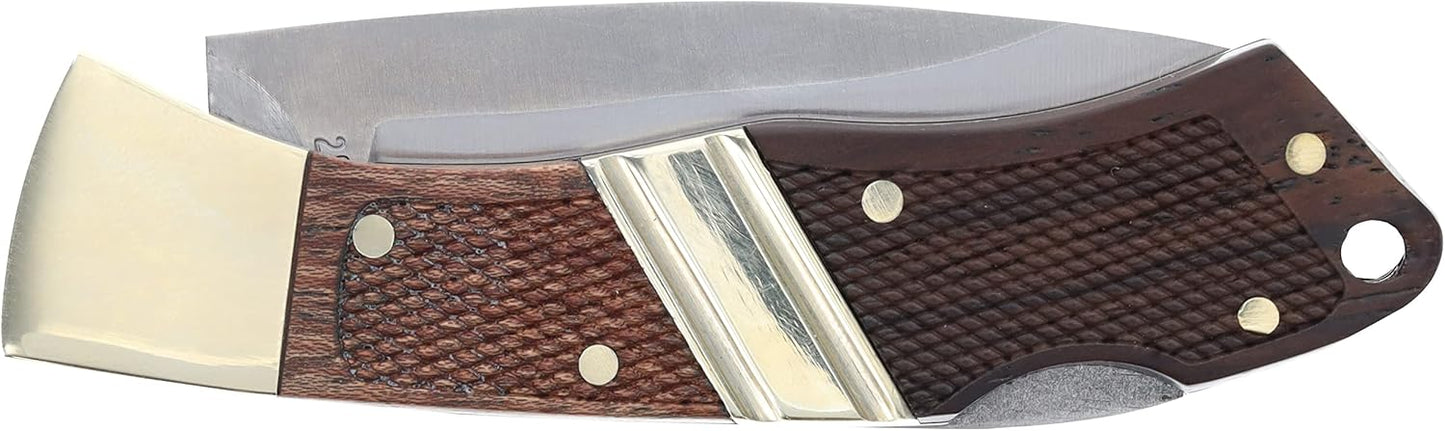 Old Timer 28OT Mountain Beaver Jr. 6.1in S.S. Traditional Lockback Folding Knife with 2.5in Clip Point Blade and Wood Handle for Outdoor, Hunting, Camping and EDC