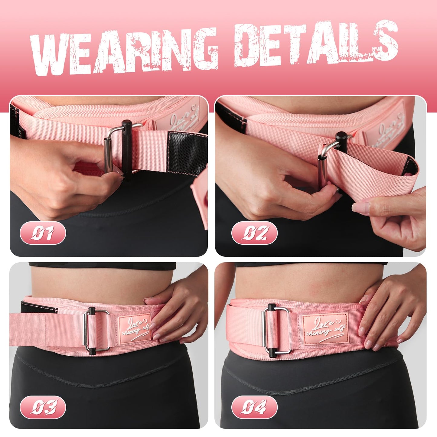 Lifting Belt Women (4 Inch Wide) Self-Locking Weightlifting Belt for Ladies Gym Cross Training, Bodybuilding, Deadlifts, Squats Power Lifting- Adjustable Olympic Lifting Lower Back Support
