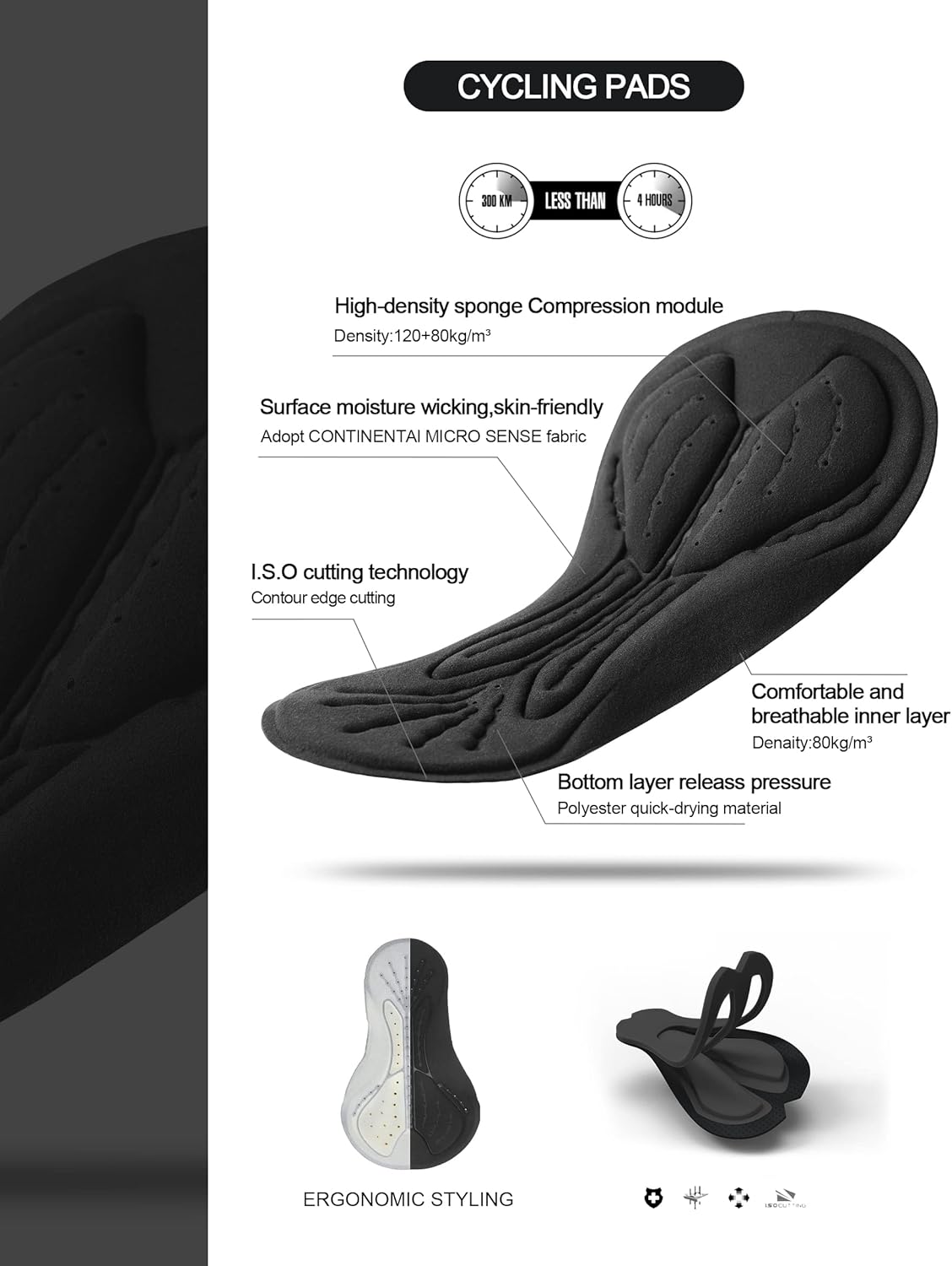 INBIKE Cycling Jersey Mens Set Reflective Breathable Biking Outfit Quick-Dry Bib Bicycle Jersey with 3D Padded Shorts