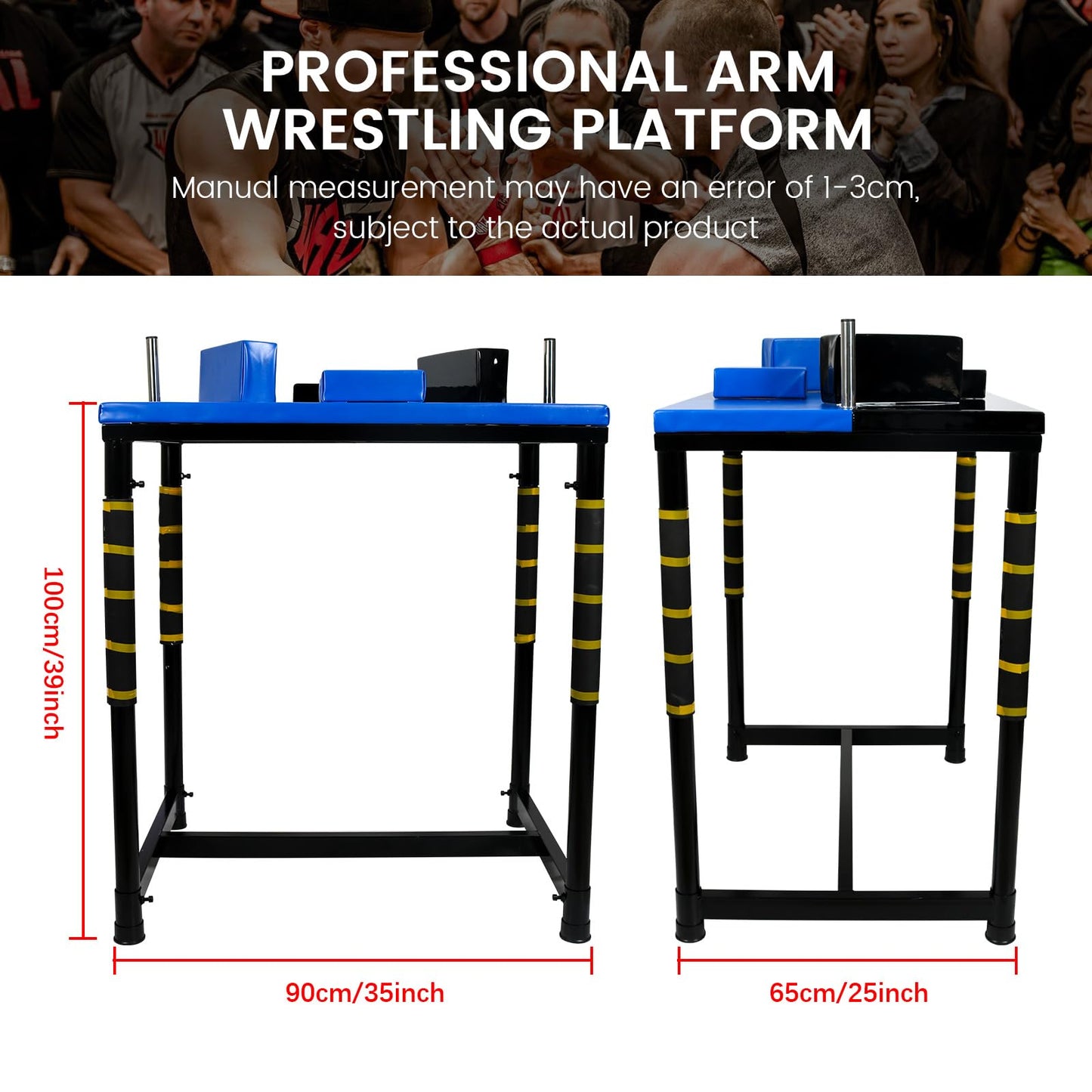 Generic Professional Table - Arm Wrestling Battle Table Forearm Strength Training with Competition Design Wrist Strength Training Support Plate - （Black Blue）, JR-0090-GE