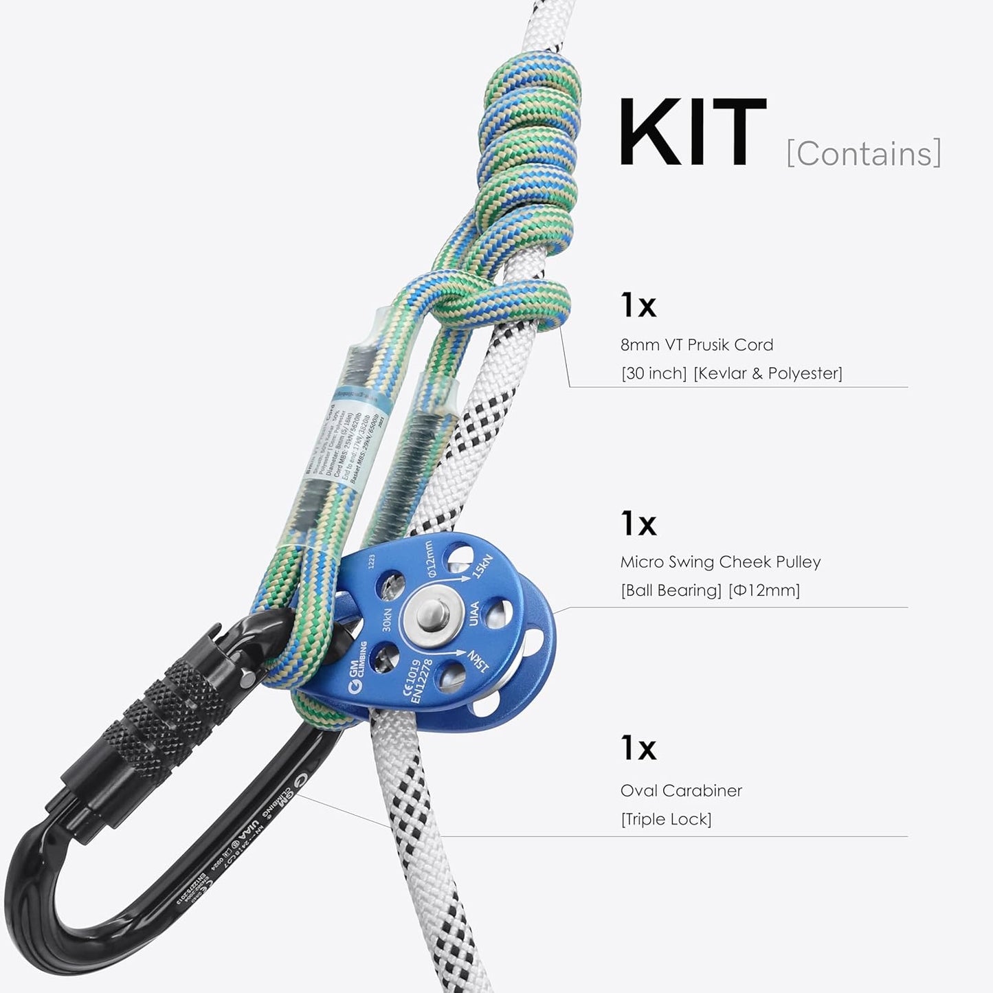 GM CLIMBING Swing Cheek Micro Pulley 30kN CE UIAA Certified