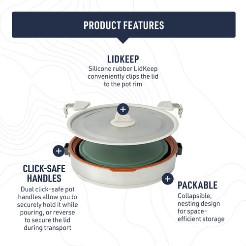 Sea to Summit Detour Essentials Camp Kitchen Kit (5 Liter Pot, Collapsible Colander, 2 Cutting Boards)